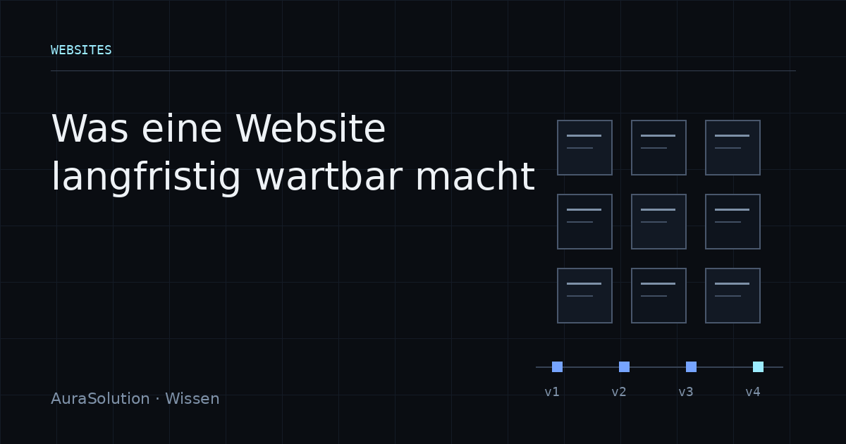 Modulare Rastergrafik mit Versionsständen als Symbol für eine wartbare Website.
